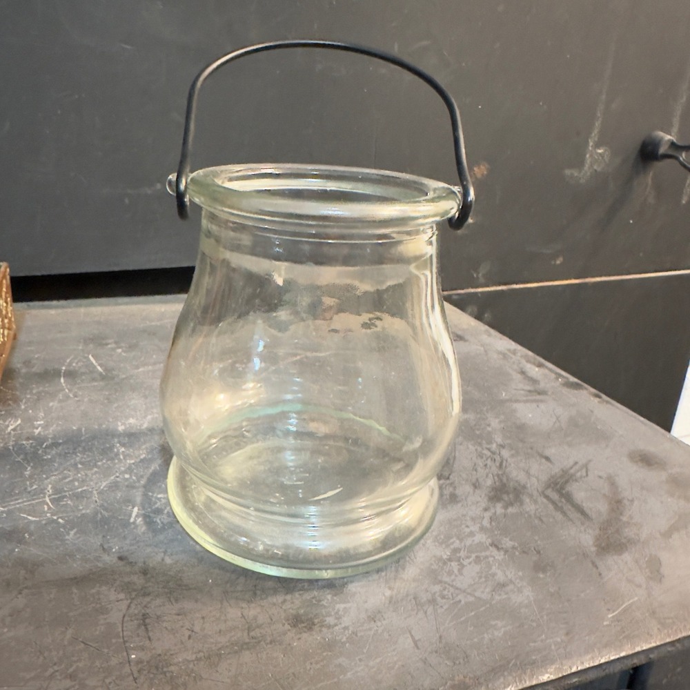 Glass Candle Holder Lantern Jar Metal Handle Farmhouse Rustic Decor - Picture 2 of 6